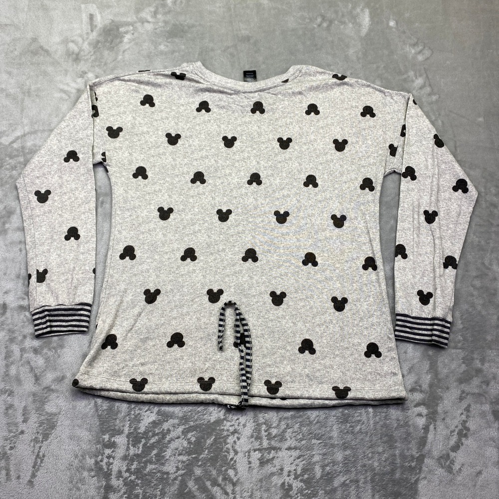 Disney Mickey Mouse Pajama‎ Set Gray Long Sleeve Top Pants Women's Medium - Picture 9 of 16